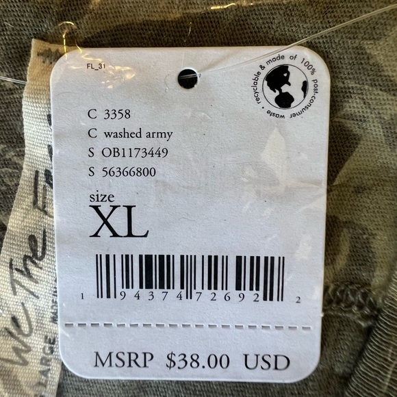 NWT Free People You Rock Tee / Washed Army - Picture 3 of 3